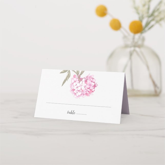 Carte De Placement Élégant Mariage aux Hydrangeas Florales (Devant)