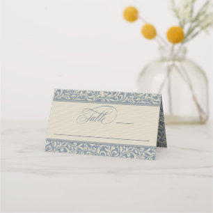 Carte De Placement Elégant Mariage bleu et beige