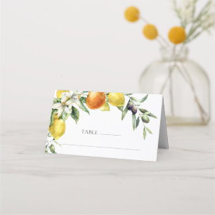 Carte De Placement Élégant Mariage Citrus Orange Lemon