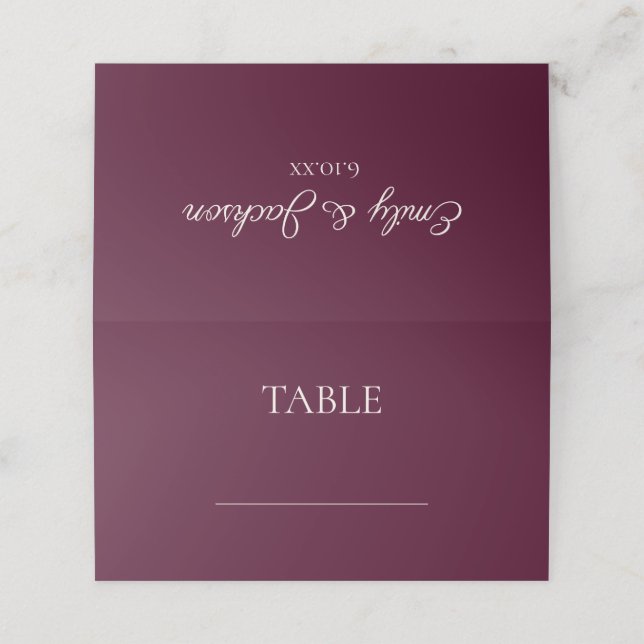 Carte De Placement Élégant mariage crème bordeaux (Extérieur déplié)