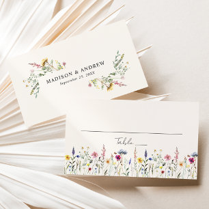 Carte De Placement Élégant mariage crème de prairie de fleurs sauvage