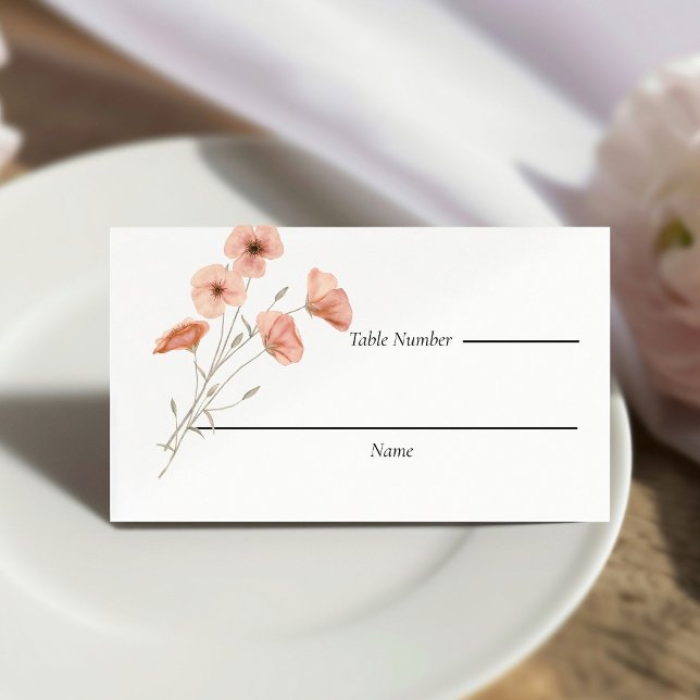 Carte De Placement Élégant mariage de fleurs de coquelicot orange Boh (Créateur téléchargé)