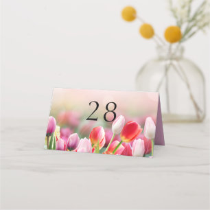 Carte De Placement Élégant Mariage de fleurs de tulipes colorées