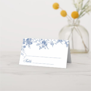 Carte De Placement Élégant Mariage de Floral Bleu Victorien Français