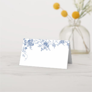 Carte De Placement Élégant Mariage de Floral Bleu Victorien Français