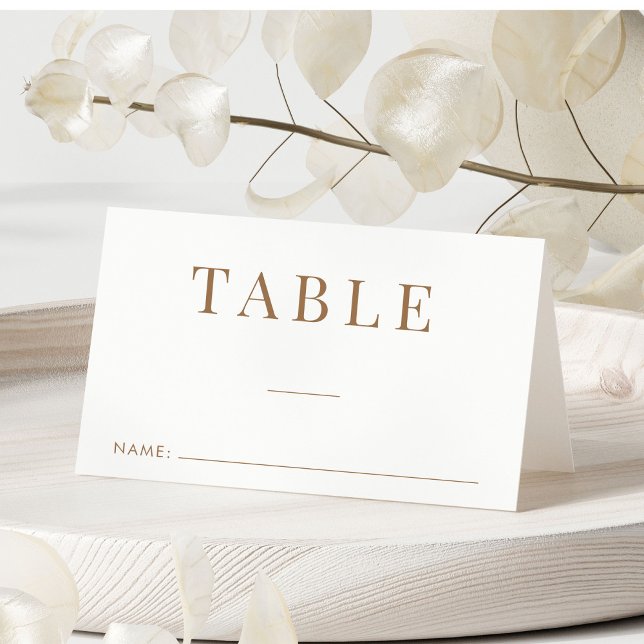 Carte De Placement Elégant Mariage de typographie or Numéro de table (Créateur téléchargé)