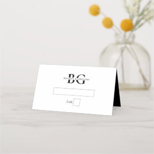 Carte De Placement Élégant Mariage des initiales de monogramme blanc 