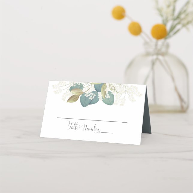 Carte De Placement Elégant mariage Eucalyptus et Gold Foliage (Devant)