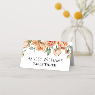 Carte De Placement Elégant mariage fleuri de pêche
