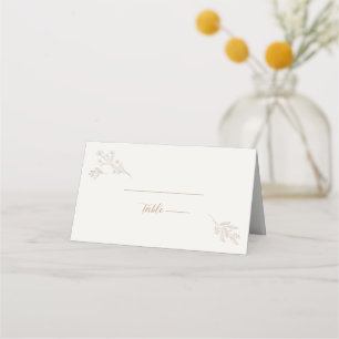 Carte De Placement Élégant Mariage floral clair beige