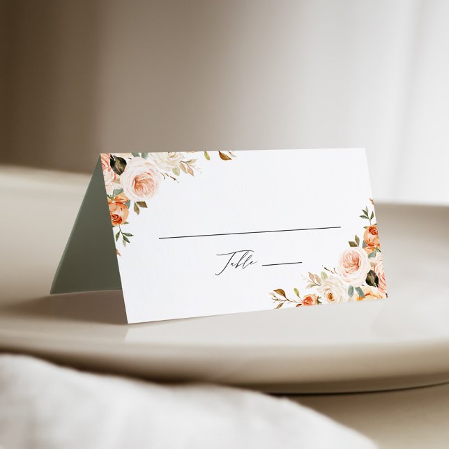Carte De Placement Élégant Mariage floral de automne rustique (Créateur téléchargé)