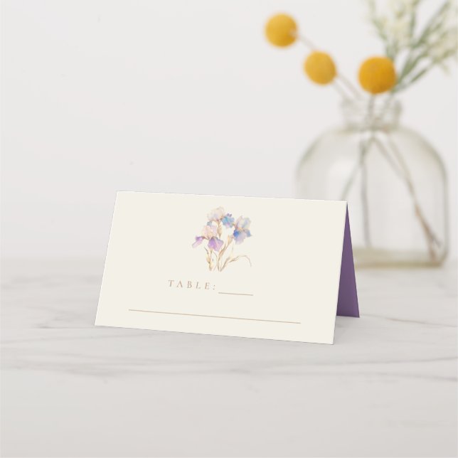 Carte De Placement Élégant Mariage floral Iris (Devant)