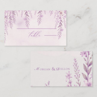Carte De Placement Élégant Mariage Floral Lavande Rose Tendre