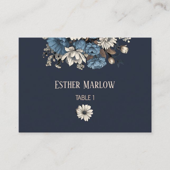 Carte De Placement Élégant mariage floral marine  (Devant)