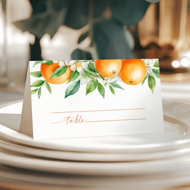 Carte De Placement Élégant Mariage Floral Orange (Créateur téléchargé)