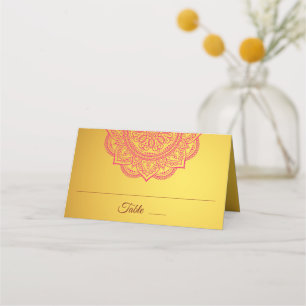 Carte De Placement Élégant Mariage indien hindou de couleur rose or