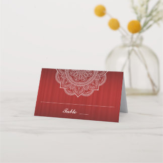 Carte De Placement Élégant Mariage indien Paisley blanc et rouge prof