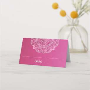 Carte De Placement Élégant Mariage indien rose et blanc Paisley