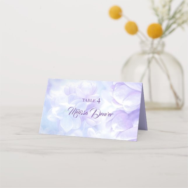 Carte De Placement Élégant Mariage Lilac violet clair (Devant)