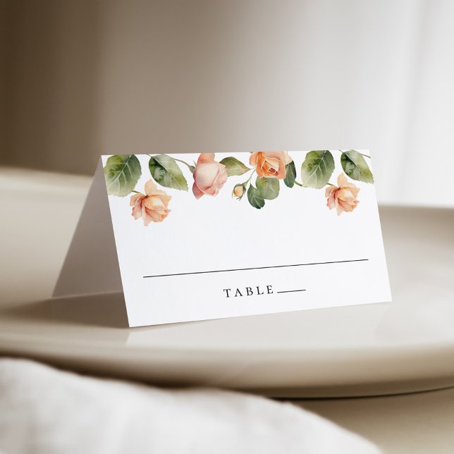 Carte De Placement Élégant Mariage Rose Peach (Créateur téléchargé)