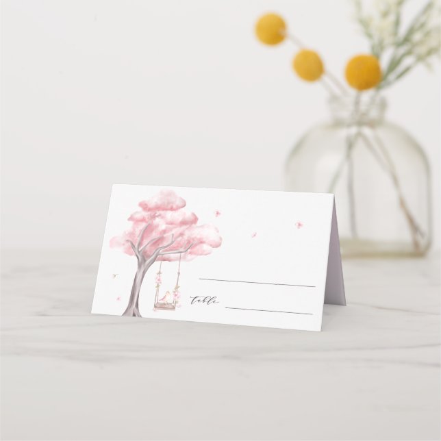 Carte De Placement Élégant Mariage Sakura en fleur de cerise (Devant)