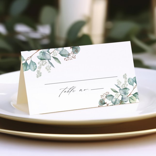Carte De Placement Élégant mariage verdure eucalyptus (Elegant Eucalyptus Greenery Wedding Table Place Cards.)