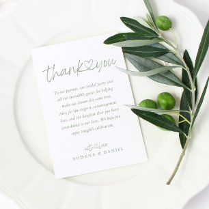 Carte De Placement Élégant Mariage Vert Sauge Calligraphie Cœur