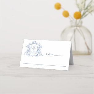 Carte De Placement Élégant Mariage victorien Orné Dusty Blue Floral