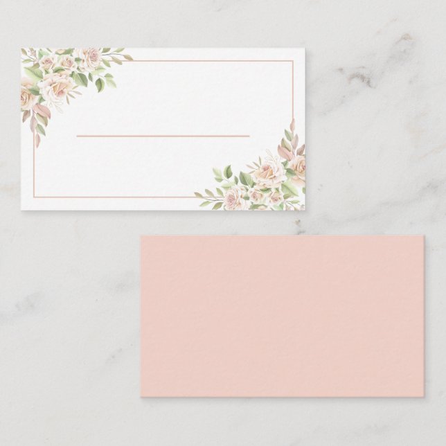 Carte De Placement Élégant Merci floral rose Mariage (Devant / Derrière)