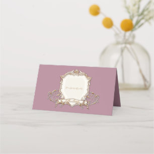 Carte De Placement Elégant métal or n Mauve Mariage Bouclier rose