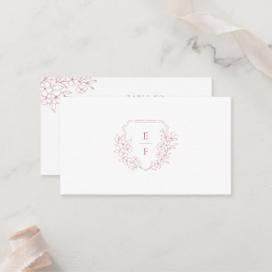 Carte De Placement Élégant minimal Cerisier Rose Blossom Monogram Cre
