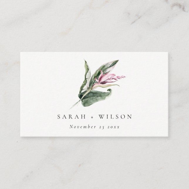 Carte De Placement Élégant minimal Tropical rose Mariage floral (Devant)