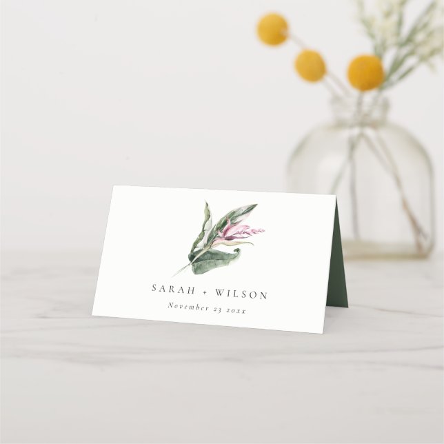 Carte De Placement Élégant minimal Tropical rose Mariage floral (Devant)