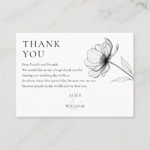 Carte De Placement Élégant minimaliste Merci Mariage Floral