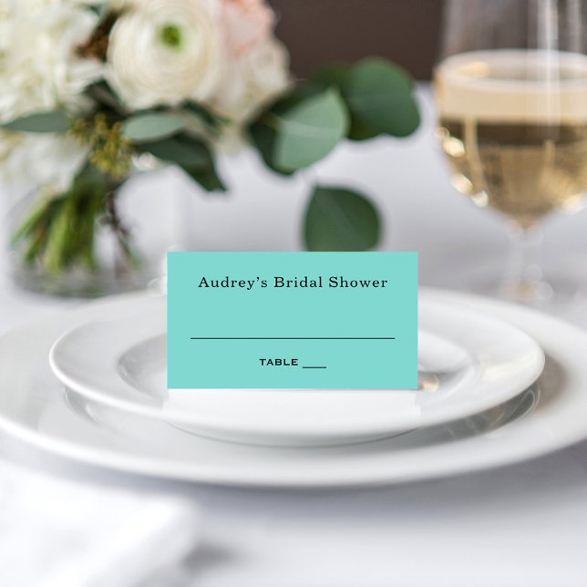 Carte De Placement Élégant monogramme de mariage aqua bleu pour la do (Créateur téléchargé)