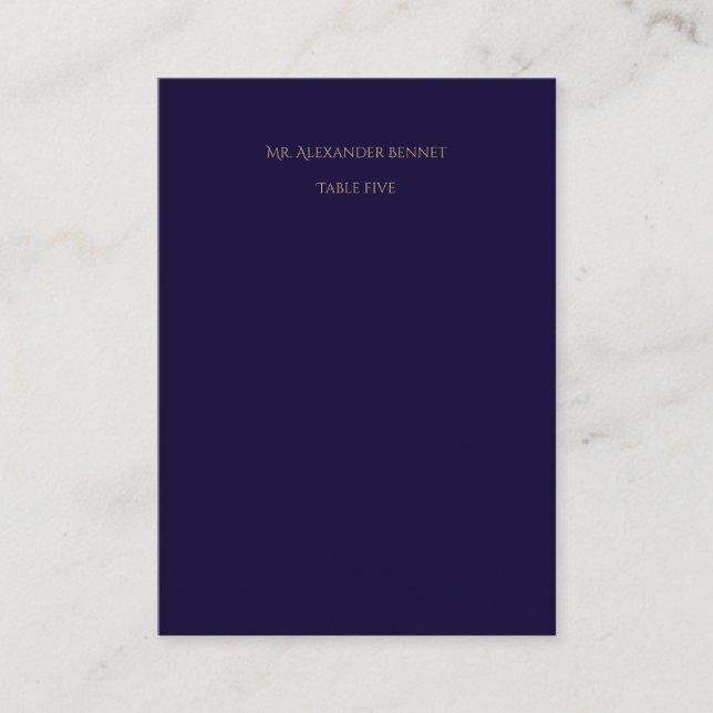 Carte De Placement Elegant Navy Flat Place Card (Devant)