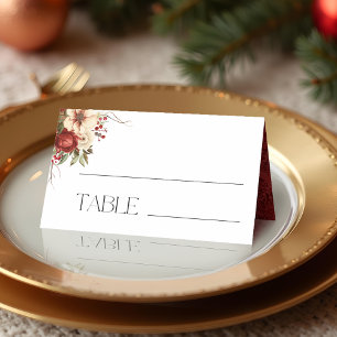 Carte De Placement Élégant Noël Floral hiver