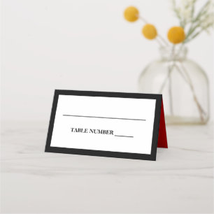 Carte De Placement Élégant Noir, Blanc et Rouge
