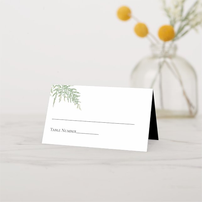 Carte De Placement Elégant noir blanc Mariage de verdure (Devant)
