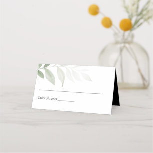 Carte De Placement Elégant noir blanc Simple Mariage de verdure
