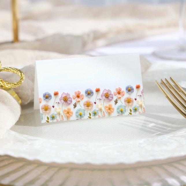 Carte De Placement Élégant Pastel Pink Boho Fleur sauvage Mariage (Créateur téléchargé)