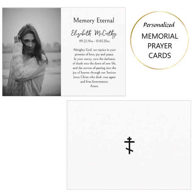 Carte De Placement Elegant Photo Memorial Orthodox Prayer Card        (Créateur téléchargé)