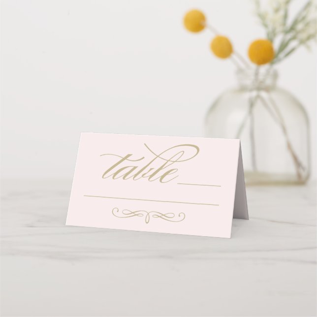 Carte De Placement Elégant Pink Gold Calligraphy Script Mariage Table (Devant)