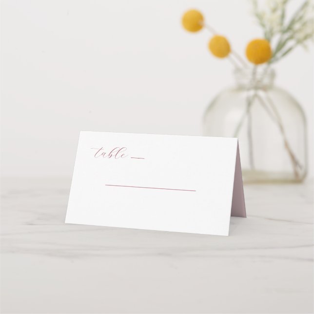 Carte De Placement Elegant Pink Minimalist Table Sign (Devant)