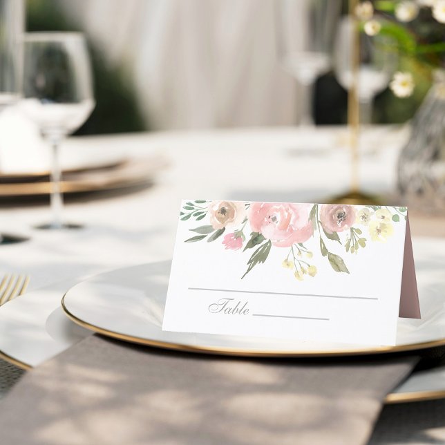 Carte De Placement Élégant printemps floral rose pâle (Créateur téléchargé)