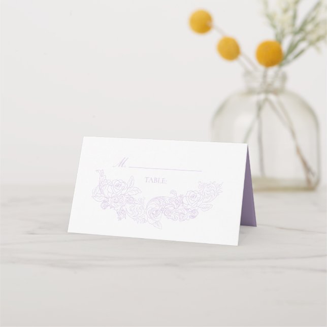 Carte De Placement Elegant Purple Victorian Wedding (Devant)