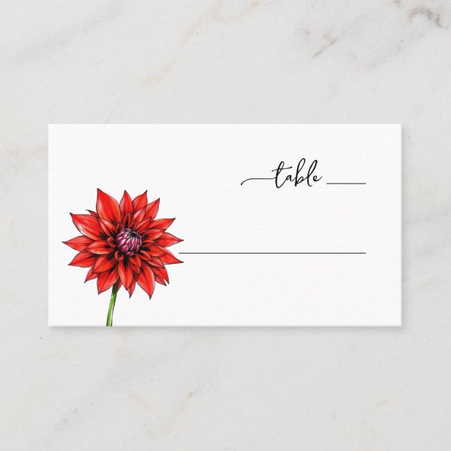 Carte De Placement Elegant Red Floral Minimalist (Devant)