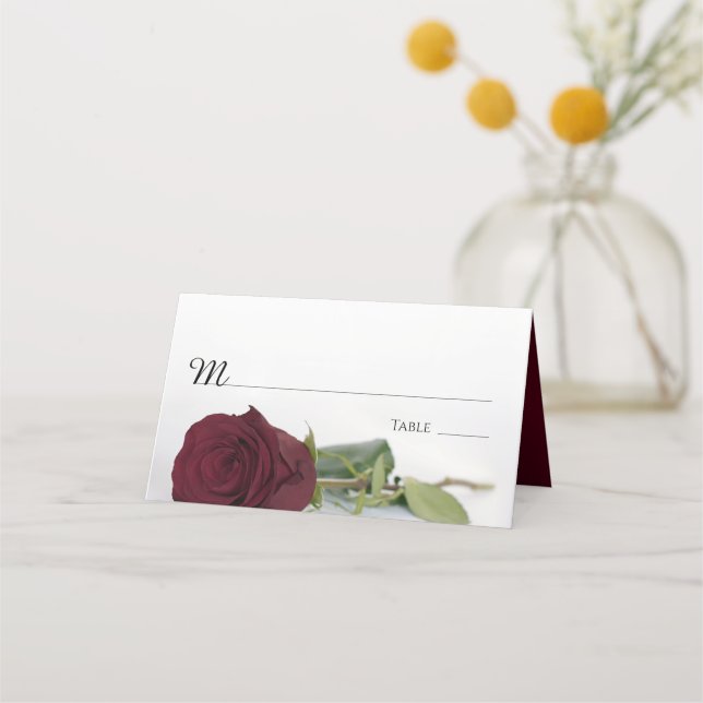 Carte De Placement Élégant Rose Burgundy Maroon Mariage (Devant)