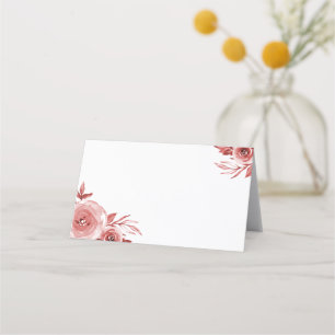 Carte De Placement Elégant Rose d'aquarelle Bourgogne Mariage