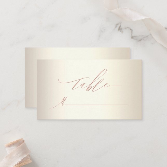 Carte De Placement Élégant Rose Gold Calligraphie Champagne Mariage (Devant/Arrière en situation)